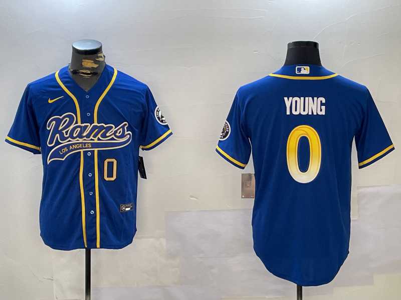 Mens Los Angeles Rams #0 Byron Young Royal Cool Base Stitched Baseball Jersey->los angeles rams->NFL Jersey